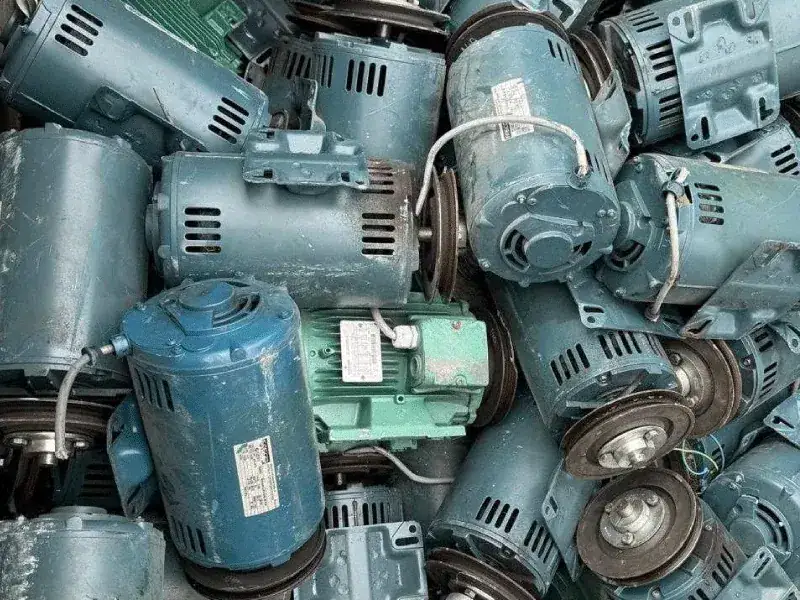 Pile of used electric motors at the Shine Motor yard in Ingleburn