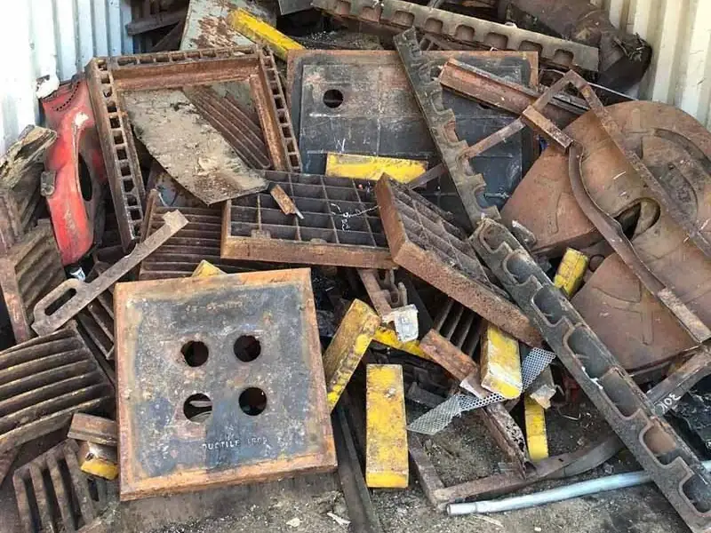 Heavy melting steel loaded inside a shipping container at the Ingleburn yard