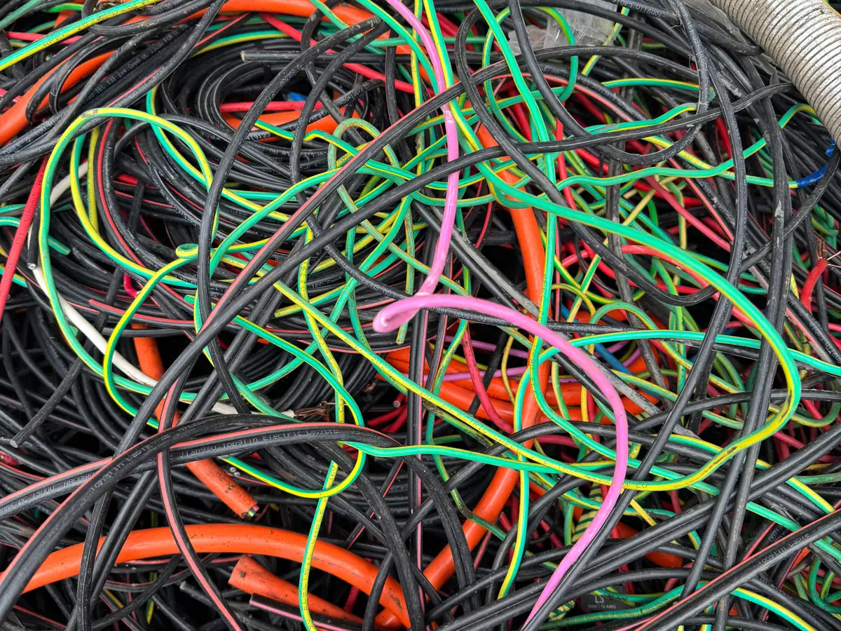 Pile of insulated electrical cable at the Ingleburn yard
